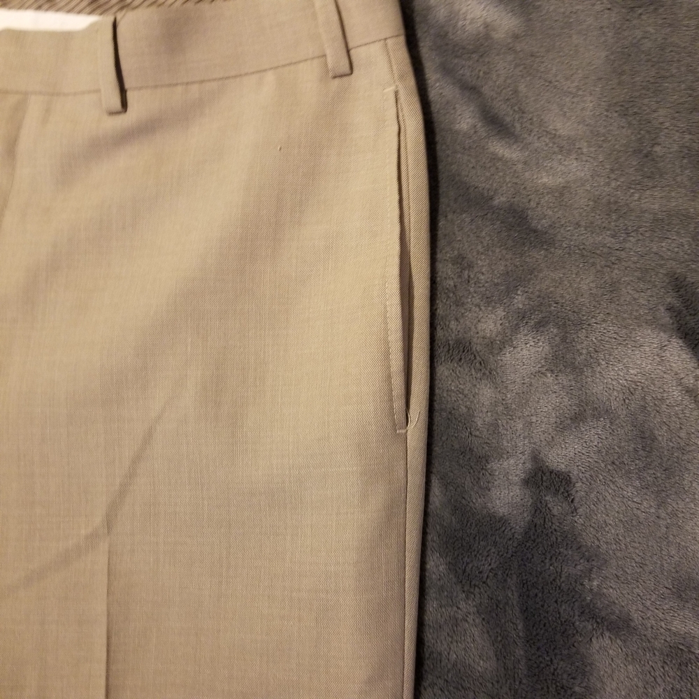 Tan Flat Front 36W x 32L Men's Four Pocket Dress Trousers - Picture 6 of 7